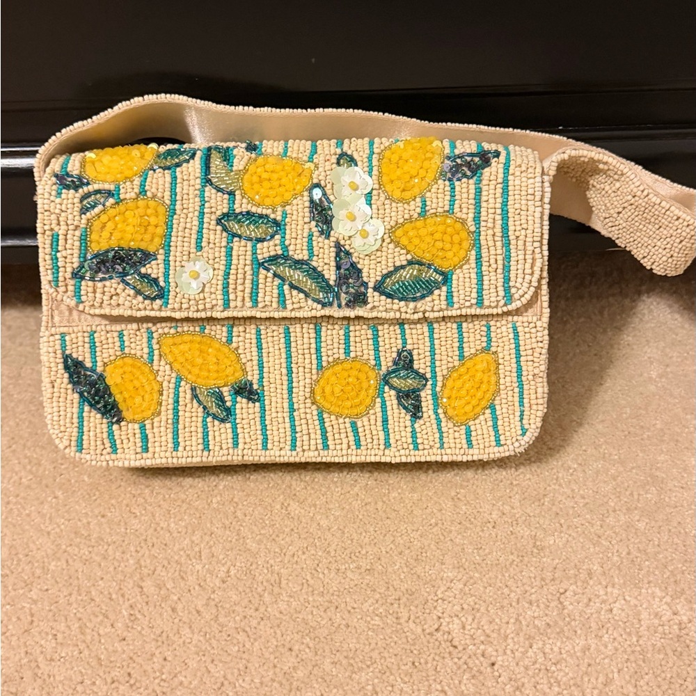 Viral Beaded Bag Lemon Stripe